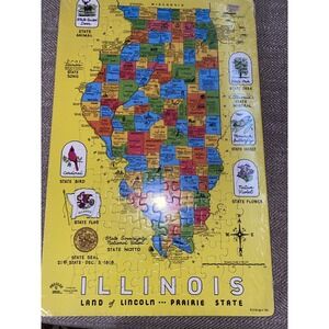 Illinois Puzzle Map by Puzzles N Such 1990! Purchased At Gift Shop 34 Years New!